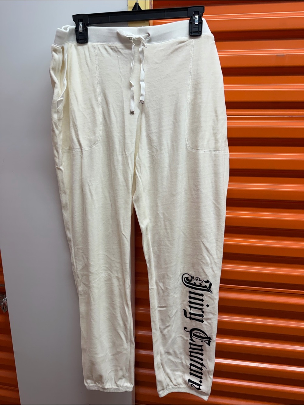 NWT Juicy Couture Women Cream Logo Jogger Sweatpants with Black Script XL